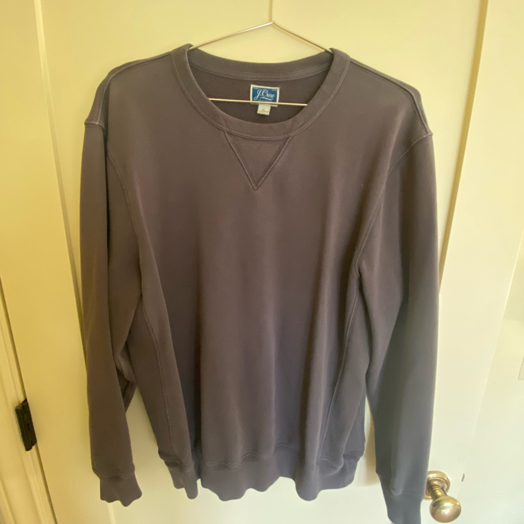 J. Crew Men's Garment-Dyed Crewneck Sweatshirt In Charcoal Gray
